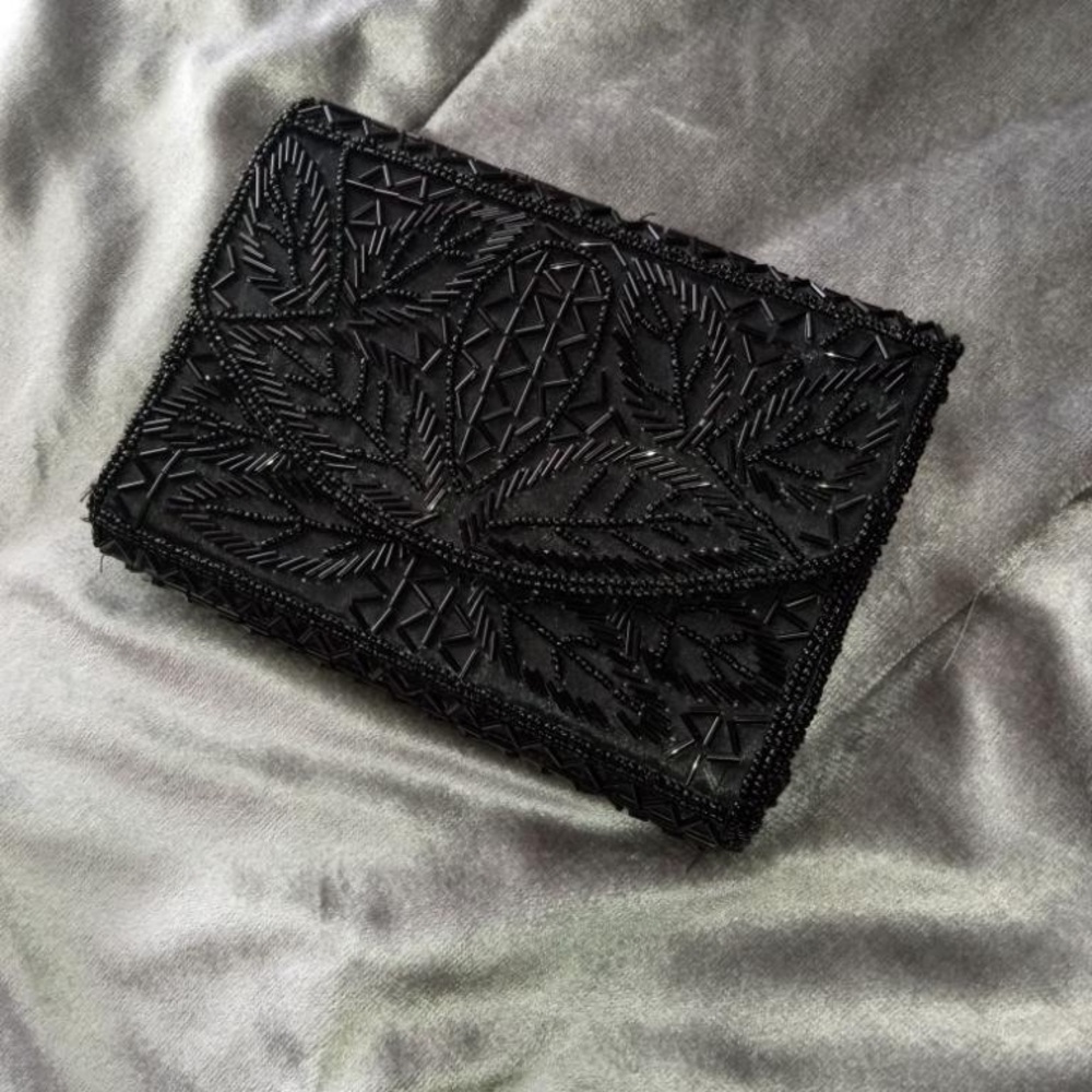 Handmade Beaded Black clutch